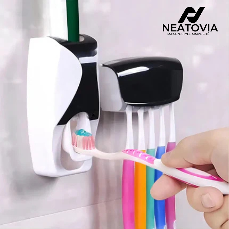 Accessoire mural de salle de bain moderne – Distributeur et rangement pour brosses à dents

