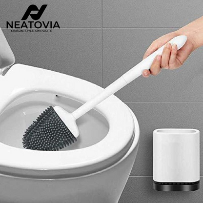 Brosse hygiénique pour WC avec tête en silicone, idéale pour produits ménagers

