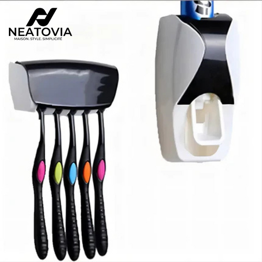 Distributeur automatique de dentifrice mural avec porte-brosse à dents – Accessoire maison hygiénique

